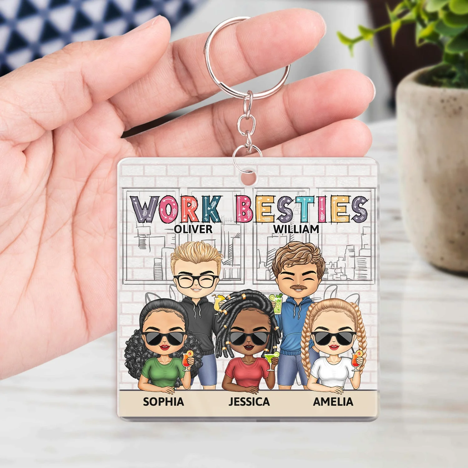 You Are The Reason I Don't Punch People At Work Colorful - Funny, Anniversary, Birthday Gifts For Colleagues, Coworker, Besties - Personalized Custom Acrylic Keychain - Image 4