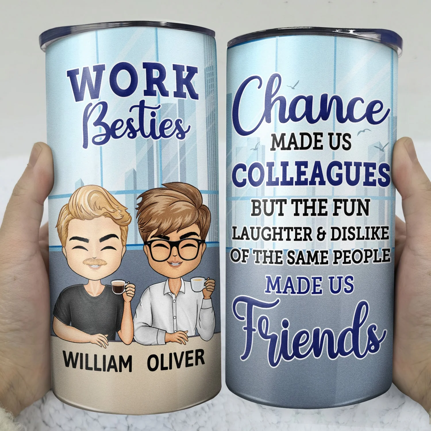 You Are The Reason I Don't Punch People At Work - Funny, Anniversary, Birthday Gifts For Colleagues, Coworker, Besties - Personalized Custom 4 In 1 Can Cooler Tumbler - Image 3