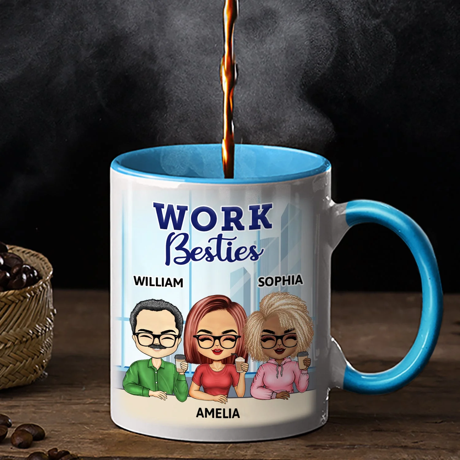 You Are The Reason I Don't Punch People At Work - Funny, Anniversary, Birthday Gifts For Colleagues, Coworker, Besties - Personalized Custom Accent Mug - Image 2
