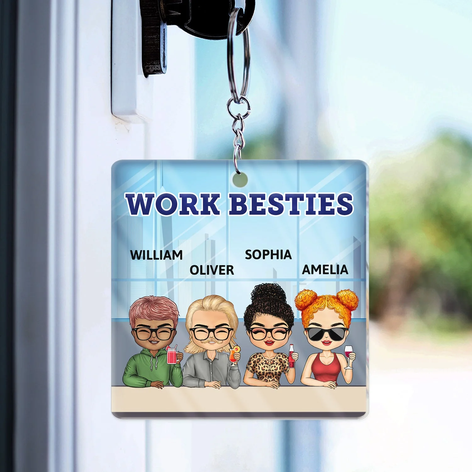 You Are The Reason I Don't Punch People At Work - Funny, Anniversary, Birthday Gifts For Colleagues, Coworker, Besties - Personalized Custom Acrylic Keychain - Image 3