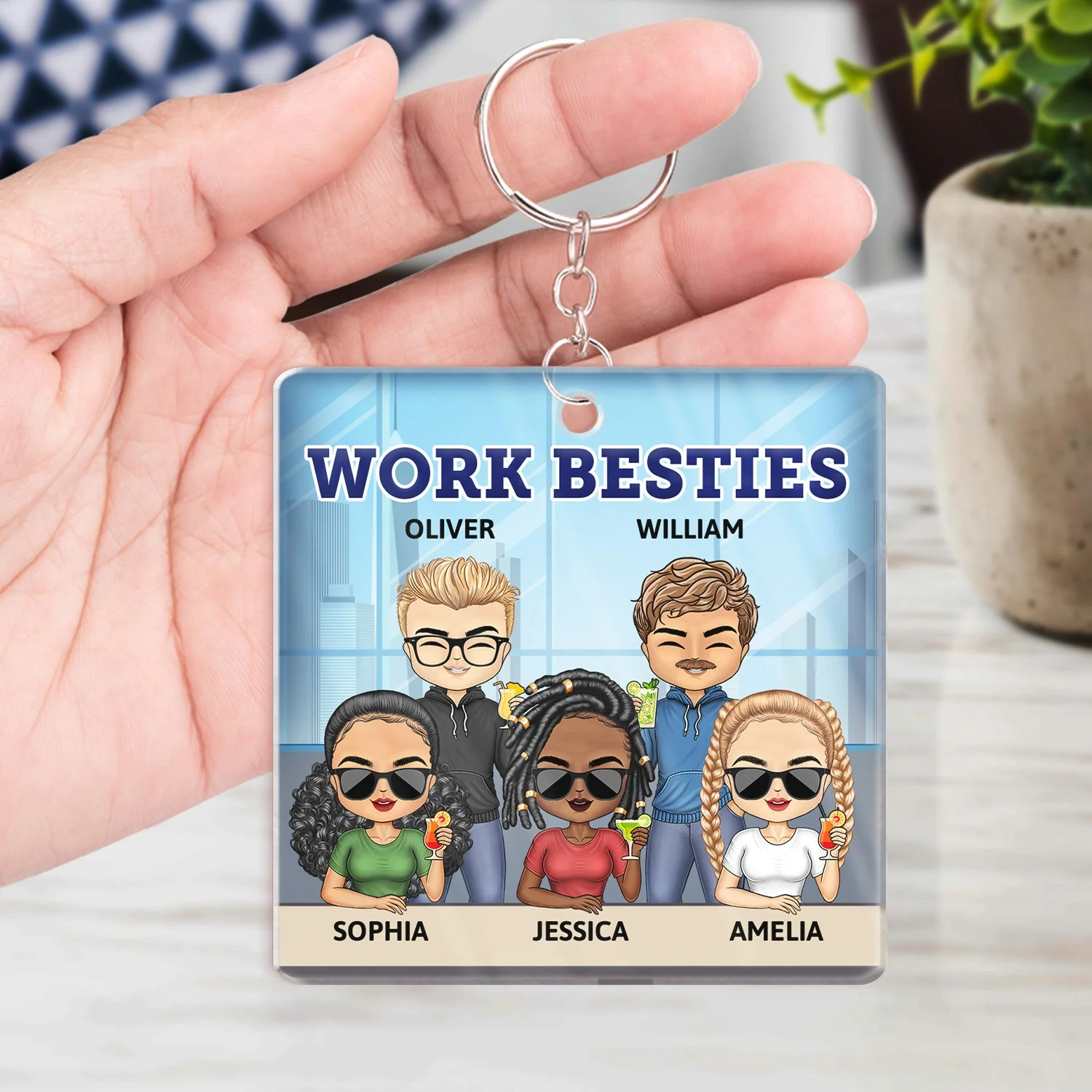 You Are The Reason I Don't Punch People At Work - Funny, Anniversary, Birthday Gifts For Colleagues, Coworker, Besties - Personalized Custom Acrylic Keychain - Image 4