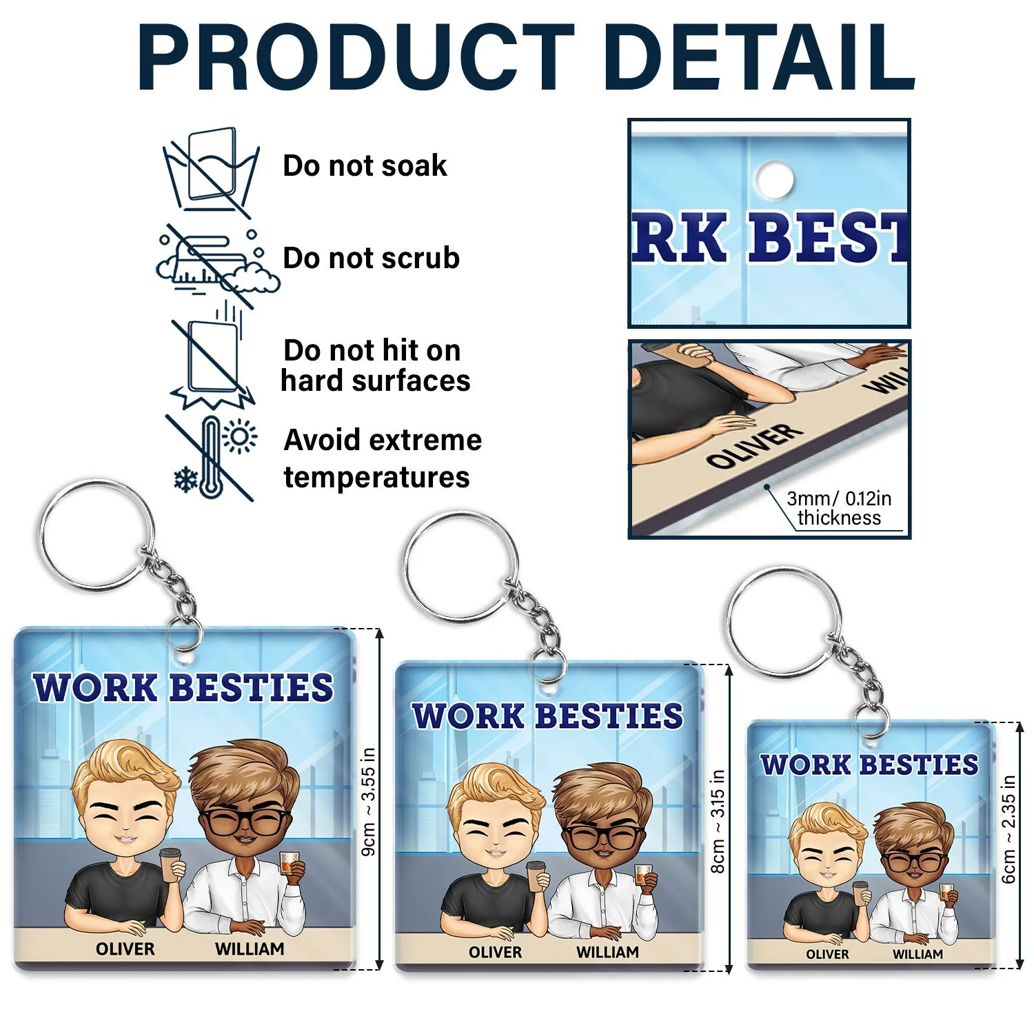 You Are The Reason I Don't Punch People At Work - Funny, Anniversary, Birthday Gifts For Colleagues, Coworker, Besties - Personalized Custom Acrylic Keychain - Image 5