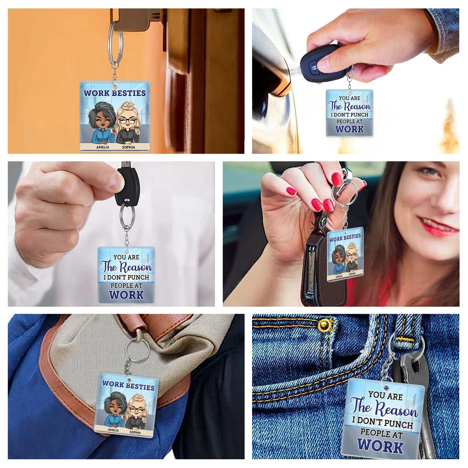 You Are The Reason I Don't Punch People At Work - Funny, Anniversary, Birthday Gifts For Colleagues, Coworker, Besties - Personalized Custom Acrylic Keychain - Image 6