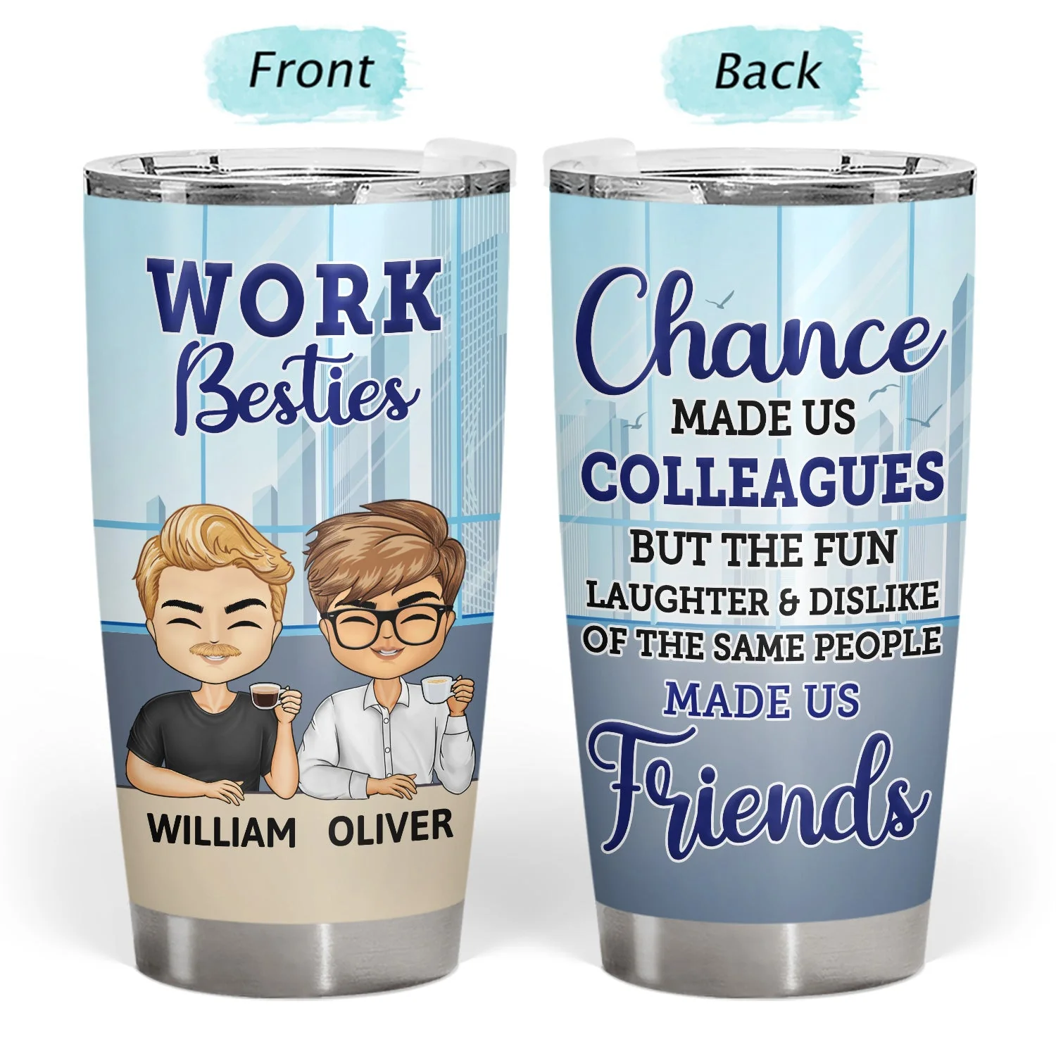 You Are The Reason I Don't Punch People At Work - Funny, Anniversary, Birthday Gifts For Colleagues, Coworker, Besties - Personalized Custom Tumbler - Image 3
