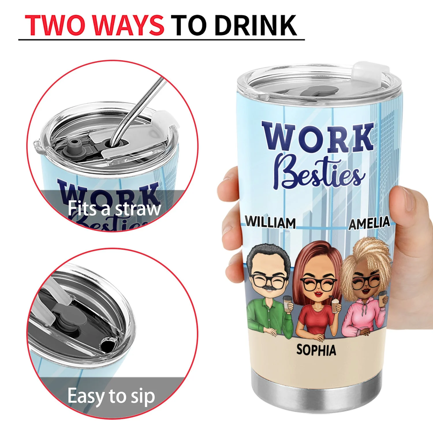 You Are The Reason I Don't Punch People At Work - Funny, Anniversary, Birthday Gifts For Colleagues, Coworker, Besties - Personalized Custom Tumbler - Image 4