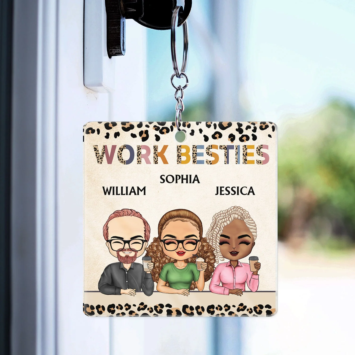 You Are The Reason I Don't Punch People At Work Leopard - Funny, Anniversary, Birthday Gifts For Colleagues, Coworker, Besties - Personalized Custom Acrylic Keychain - Image 3