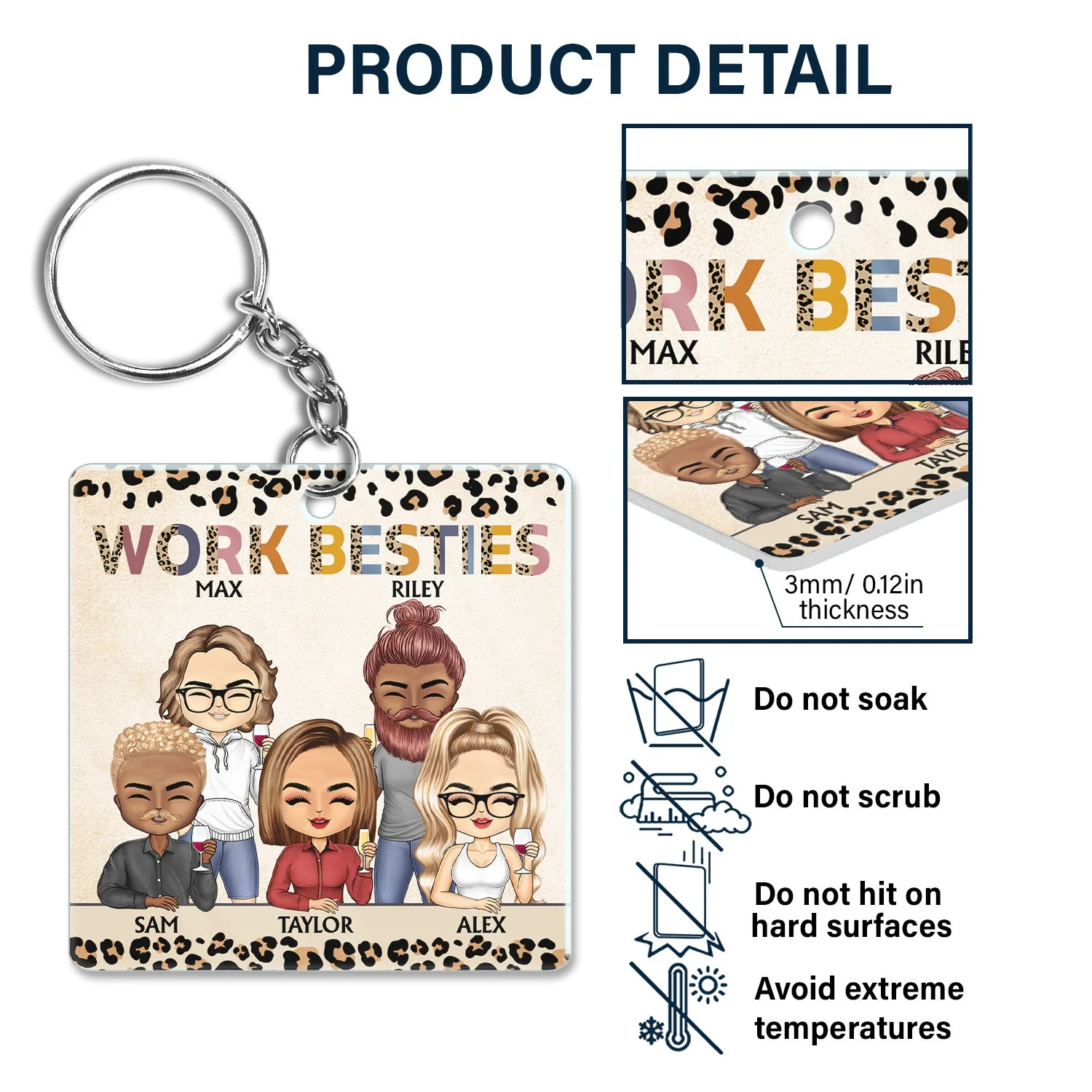 You Are The Reason I Don't Punch People At Work Leopard - Funny, Anniversary, Birthday Gifts For Colleagues, Coworker, Besties - Personalized Custom Acrylic Keychain - Image 5