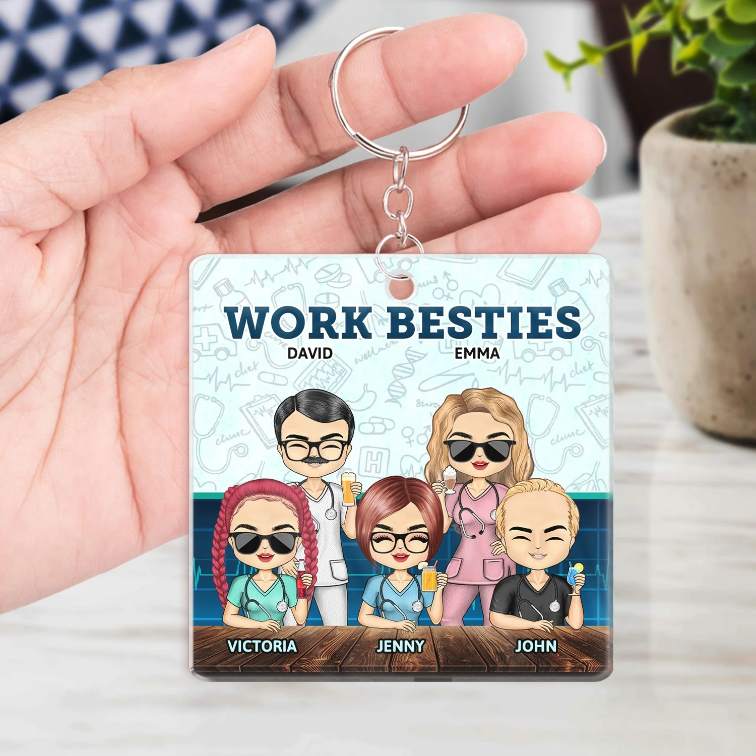 You Are The Reason I Don't Punch People At Work Nursing - Funny, Anniversary, Birthday Gifts For Colleagues, Coworker, Besties, Nurses - Personalized Custom Acrylic Keychain - Image 4