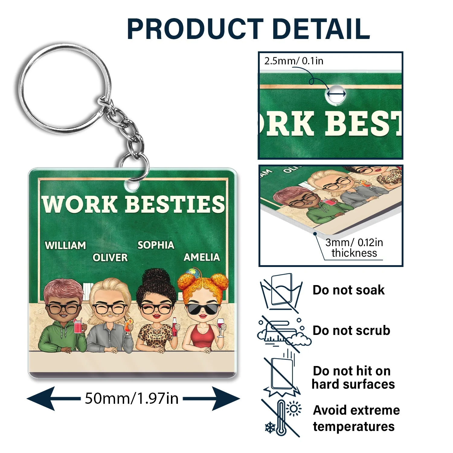 You Are The Reason I Don't Punch People At Work Teacher - Funny, Anniversary, Birthday Gifts For Colleagues, Coworker, Besties - Personalized Custom Acrylic Keychain - Image 5