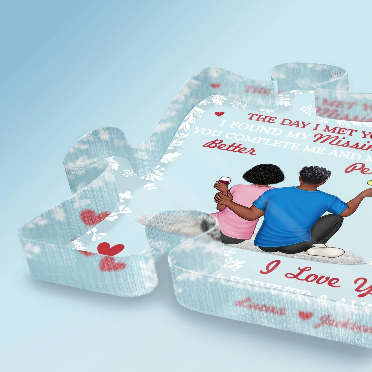 You Complete Me And Make Me A Better Person - Gift For Couple, Spouse, Husband, Wife - Personalized Puzzle Shaped Acrylic Plaque - Image 3