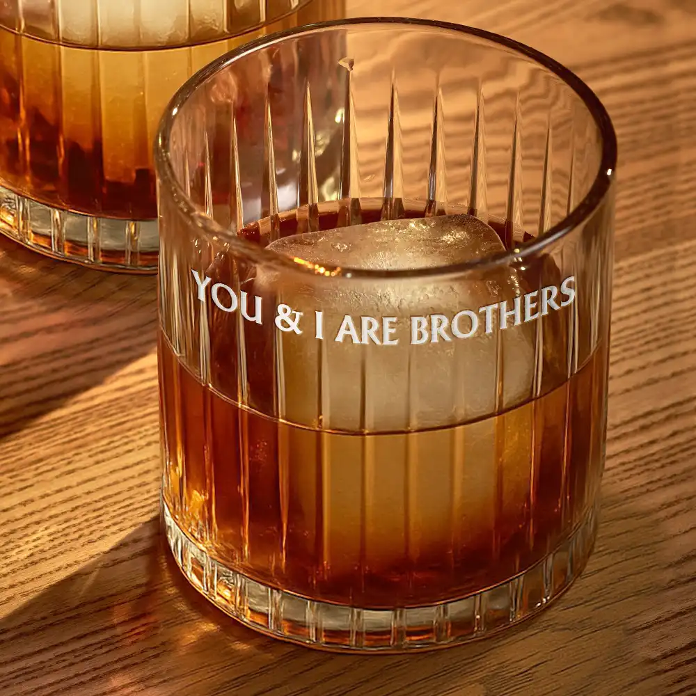 You & I Are Brothers - Personalized Rocks Whiskey Glass - Image 4