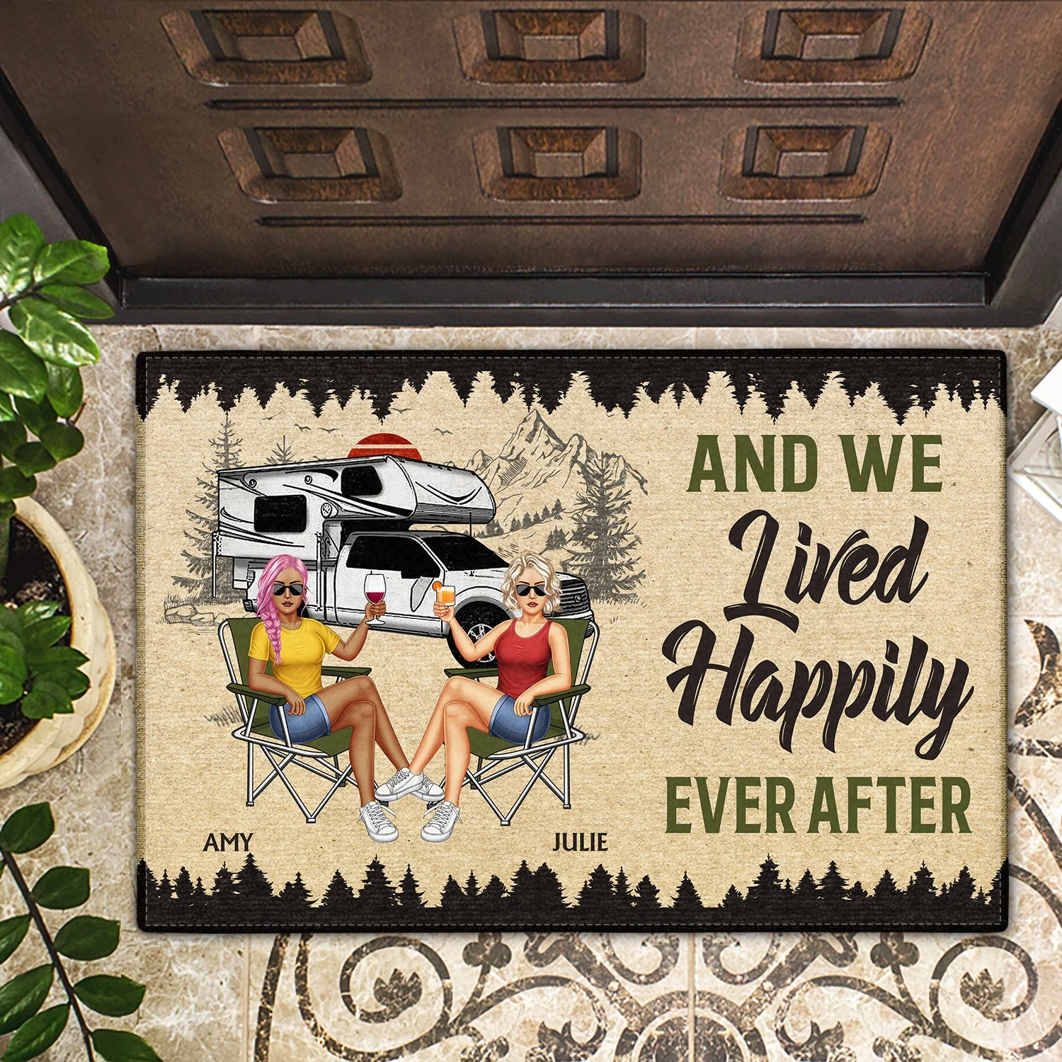 You Know What Rhymes With Camping Alcohol - Birthday, Loving, Anniversary, Traveling Gift For Spouse, Husband, Wife, Couple - Personalized Doormat - Image 2