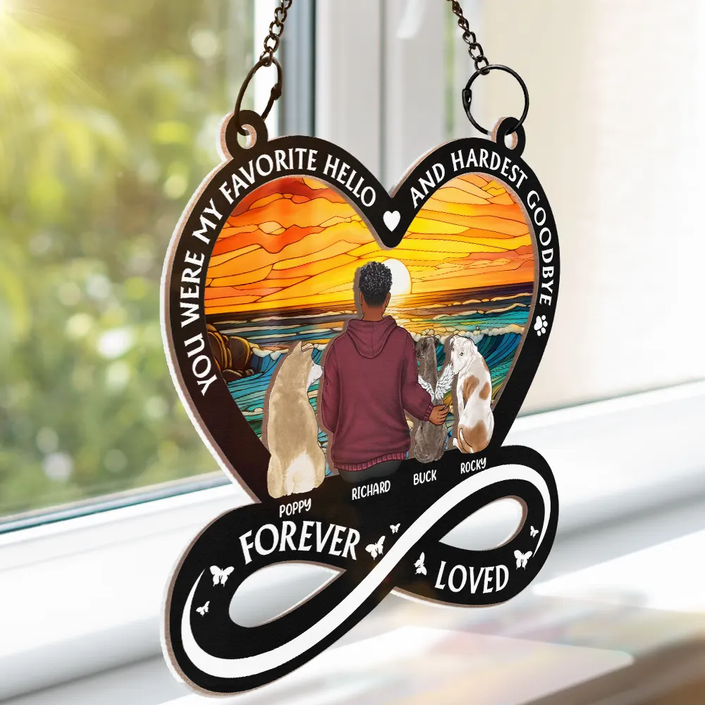 You Left Paw Prints In My Heart - Personalized Window Hanging Suncatcher Ornament - Image 3