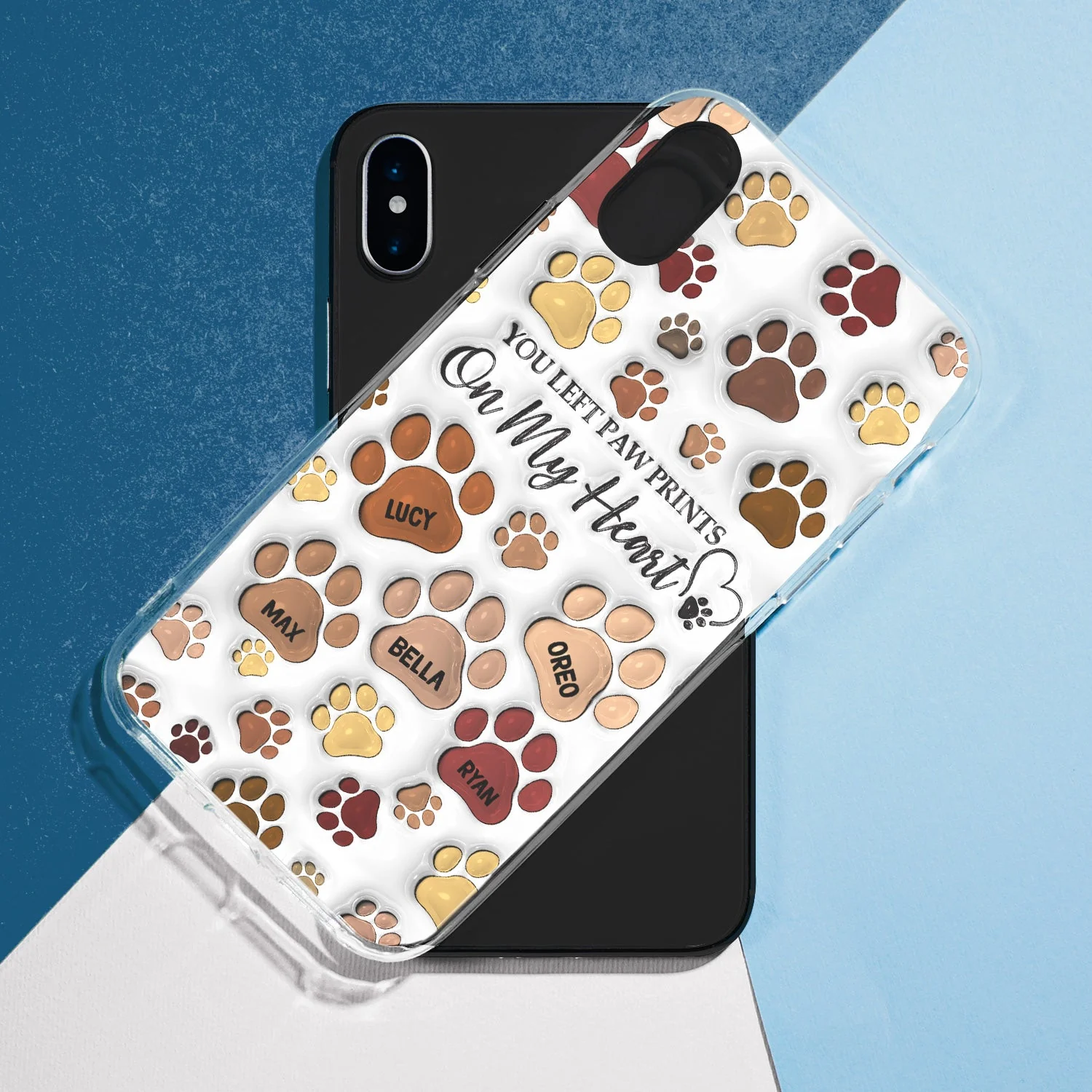 You Left Paw Prints - Memorial Gift For Dog Lovers, Cat Lovers - 3D Inflated Effect Printed, Personalized Clear Phone Case - Image 5