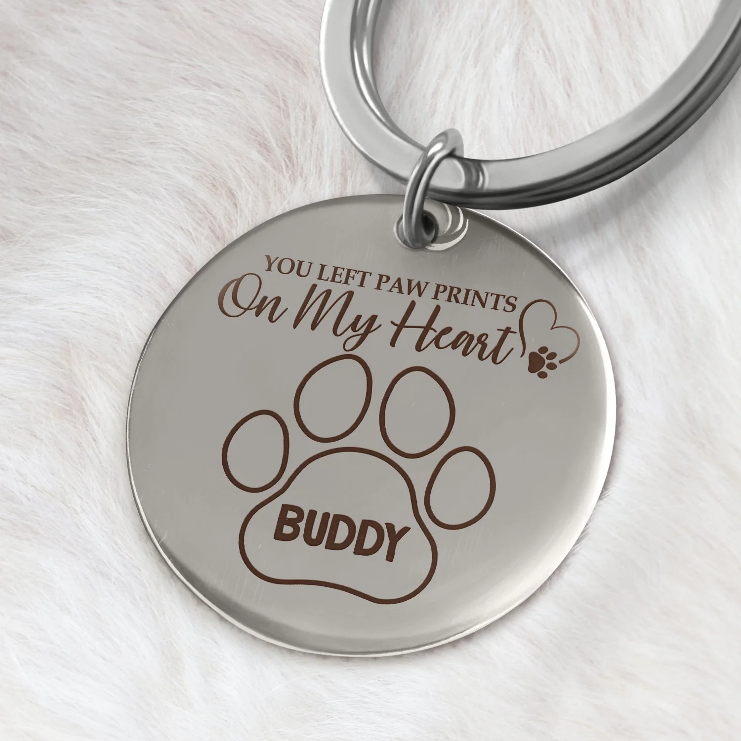 You Left Paw Prints - Memorial Gift For Dog Lovers, Cat Lovers - Personalized Keyring - Image 2