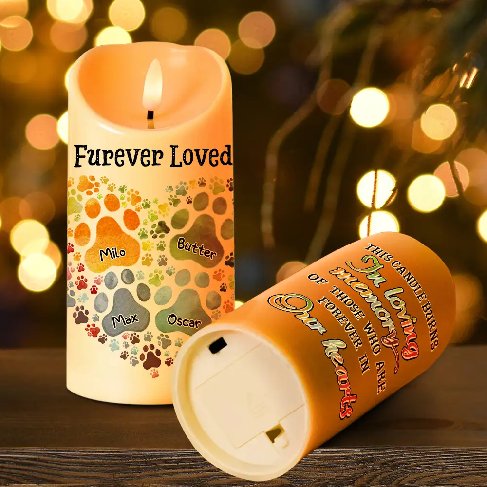 You Left Paw Prints On My Heart Memorial Dog Cat Pet - Personalized Flameless LED Candle - Image 4