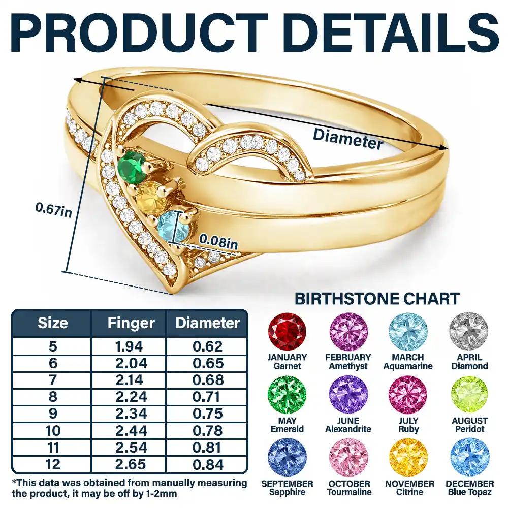 You Left Paw Prints On My Heart - Personalized Birthstone Heart Ring - Image 5