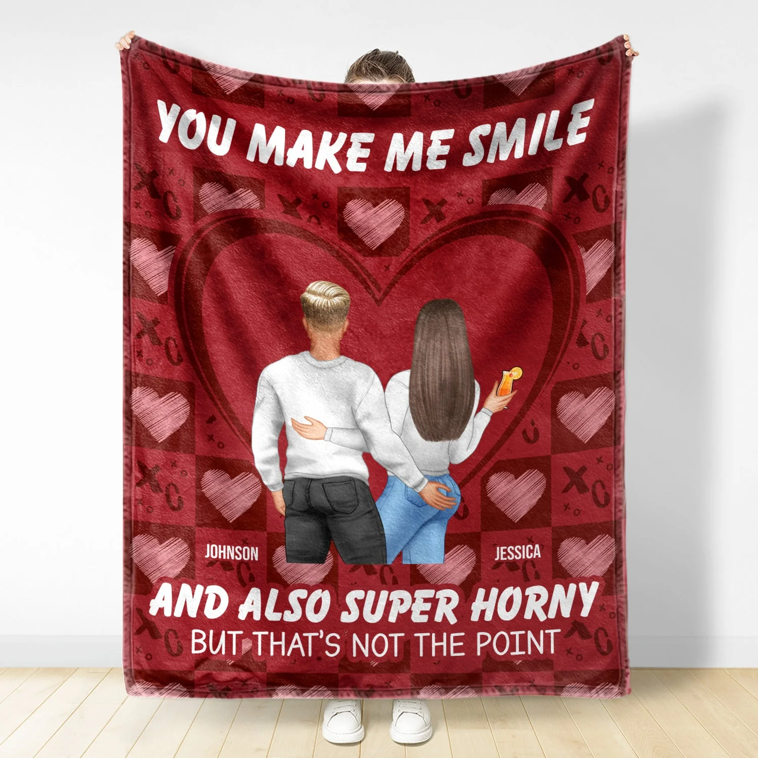 You Make Me Smile And Also - Gift For Couples - Personalized Fleece Blanket - Image 2