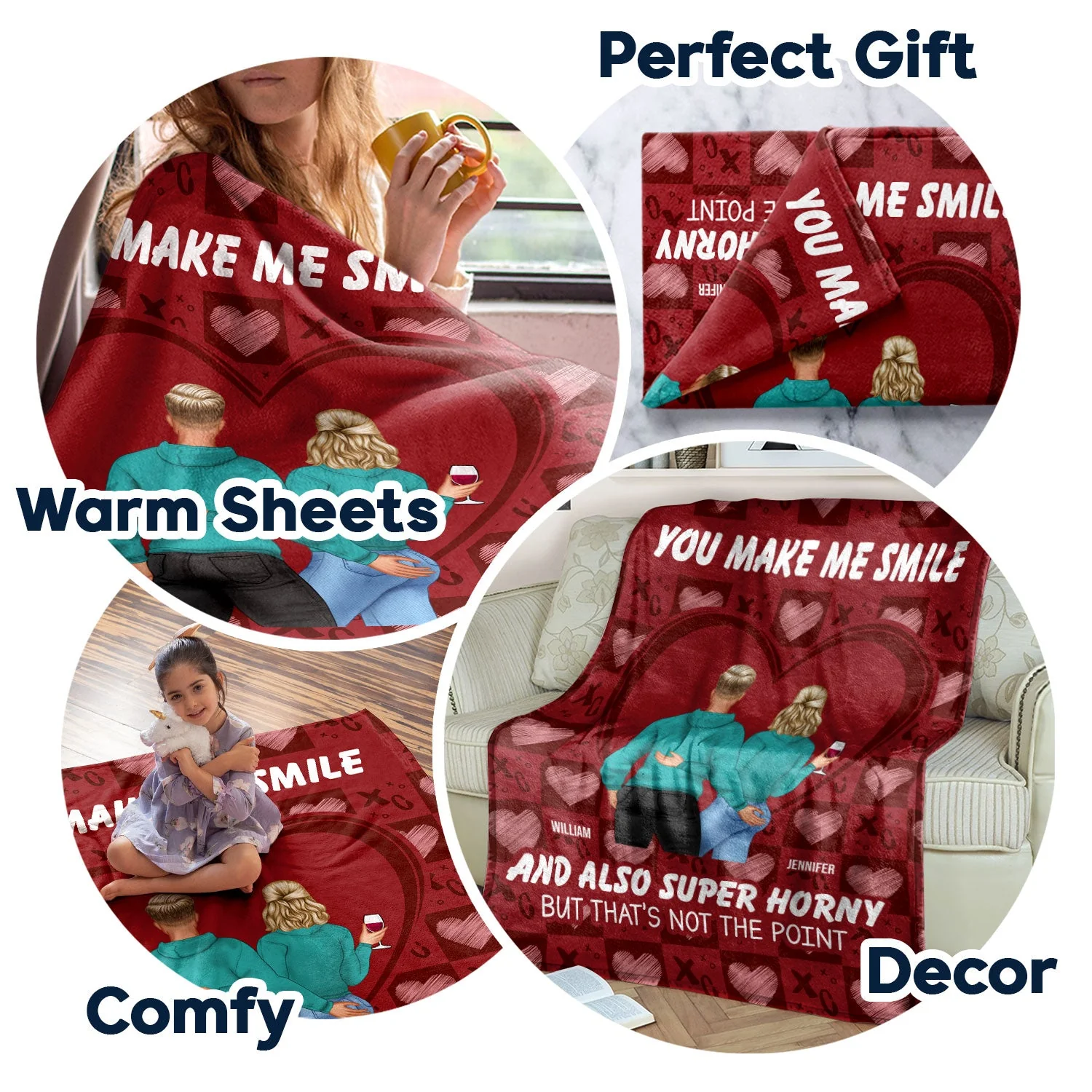 You Make Me Smile And Also - Gift For Couples - Personalized Fleece Blanket - Image 6