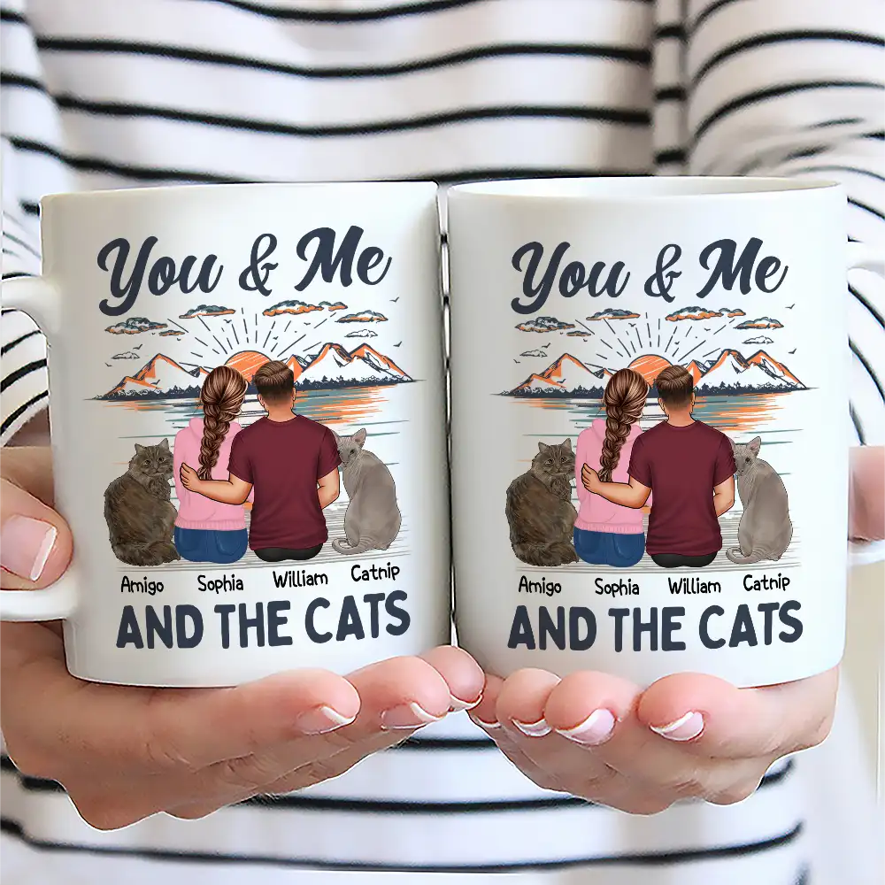 You & Me And The Cat - Personalized Mug - Image 2