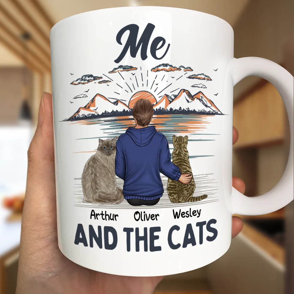 You & Me And The Cat - Personalized Mug - Image 4