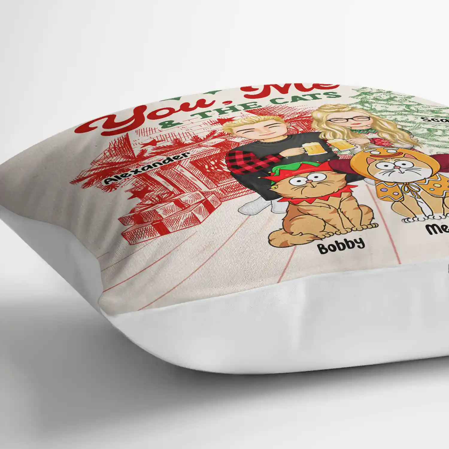 You, Me And The Cats - Personalized Pillow - Image 3