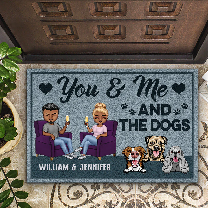 You & Me And The Dog Husband Wife - Couple Gift - Personalized Custom Doormat - Image 2