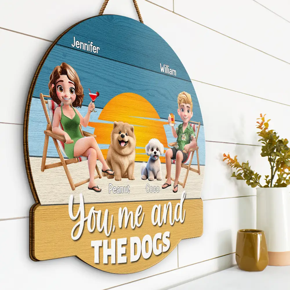 You, Me And The Dog - Personalized Custom Shaped Wood Sign - Image 2