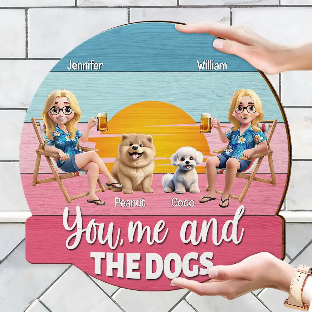 You, Me And The Dog - Personalized Custom Shaped Wood Sign - Image 4