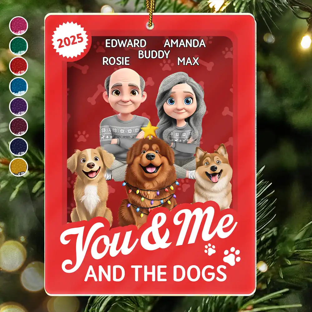 You & Me And The Dog Toy Box - Personalized Custom Shaped Acrylic Ornament - Image 2
