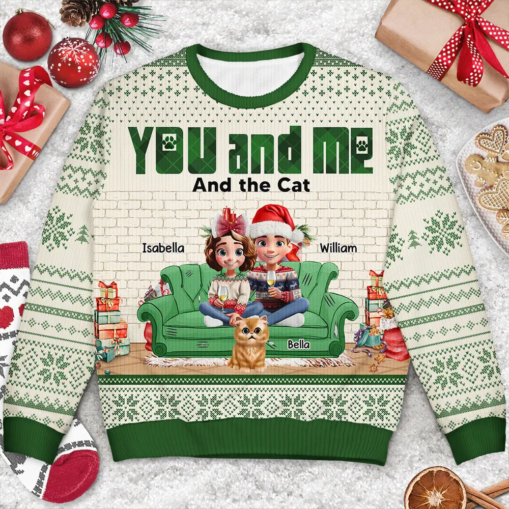 You & Me And The Dogs 3D Effect - Personalized Unisex Ugly Sweater - Image 3