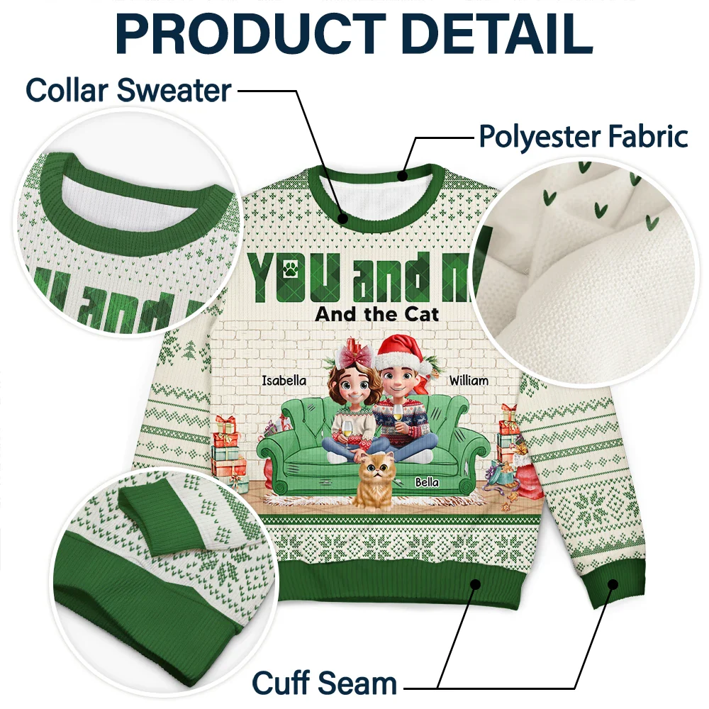 You & Me And The Dogs 3D Effect - Personalized Unisex Ugly Sweater - Image 6