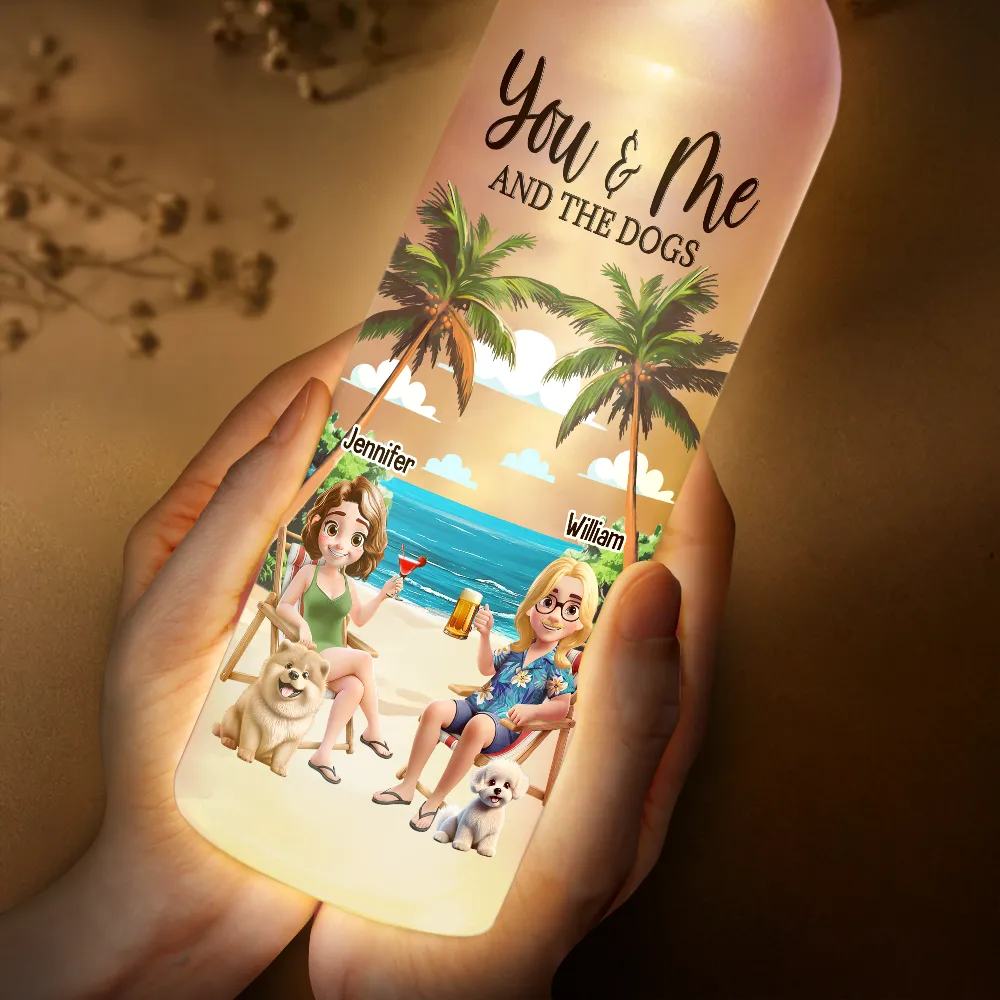 You Me And The Dogs Beach View - Personalized Bottle Light - Image 3