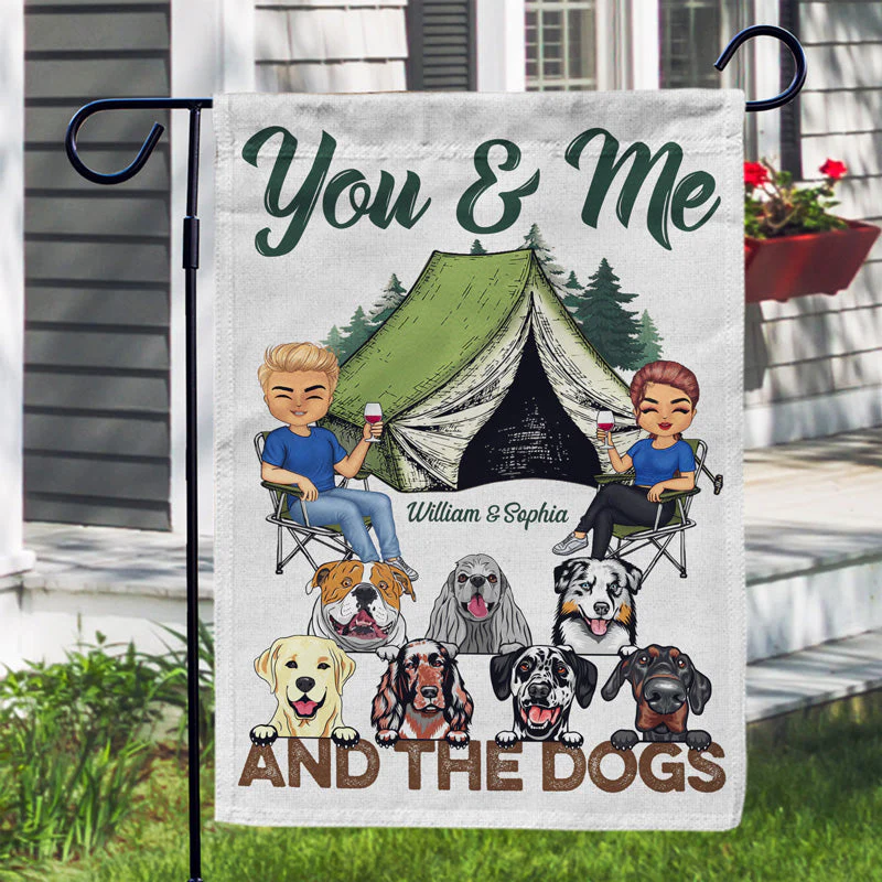 You & Me And The Dogs Camping Husband Wife - Couple Gift - Personalized Custom Flag - Image 3