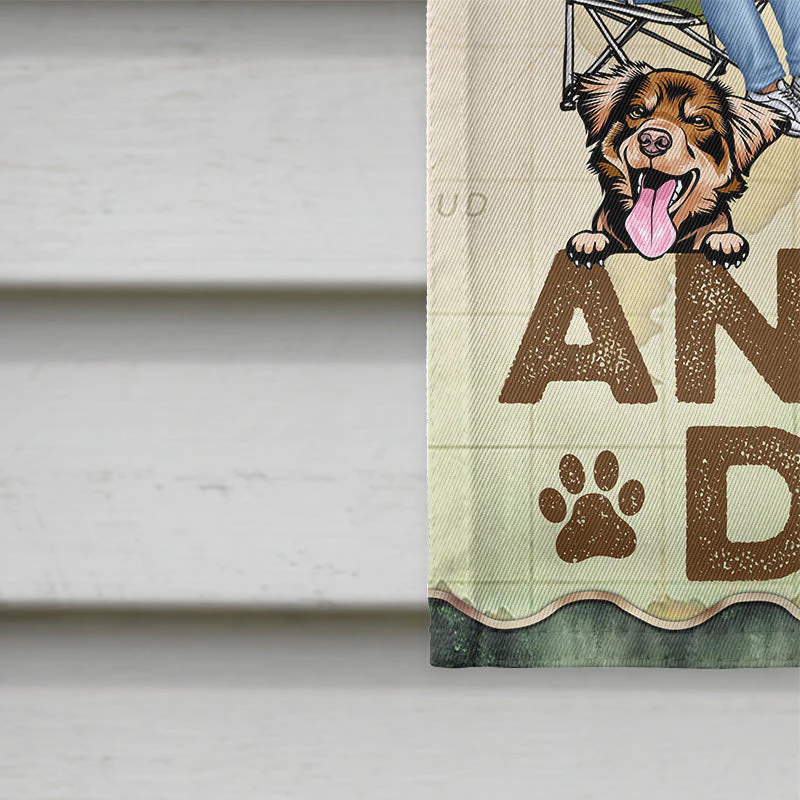 You & Me And The Dogs Camping Husband Wife - Couple Gift - Personalized Custom Flag - Image 4