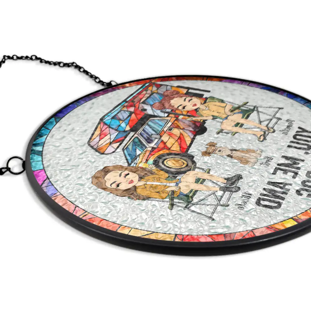 You & Me And The Dogs Camping - Personalized Stained Glass Window Hanging Suncatcher - Image 5