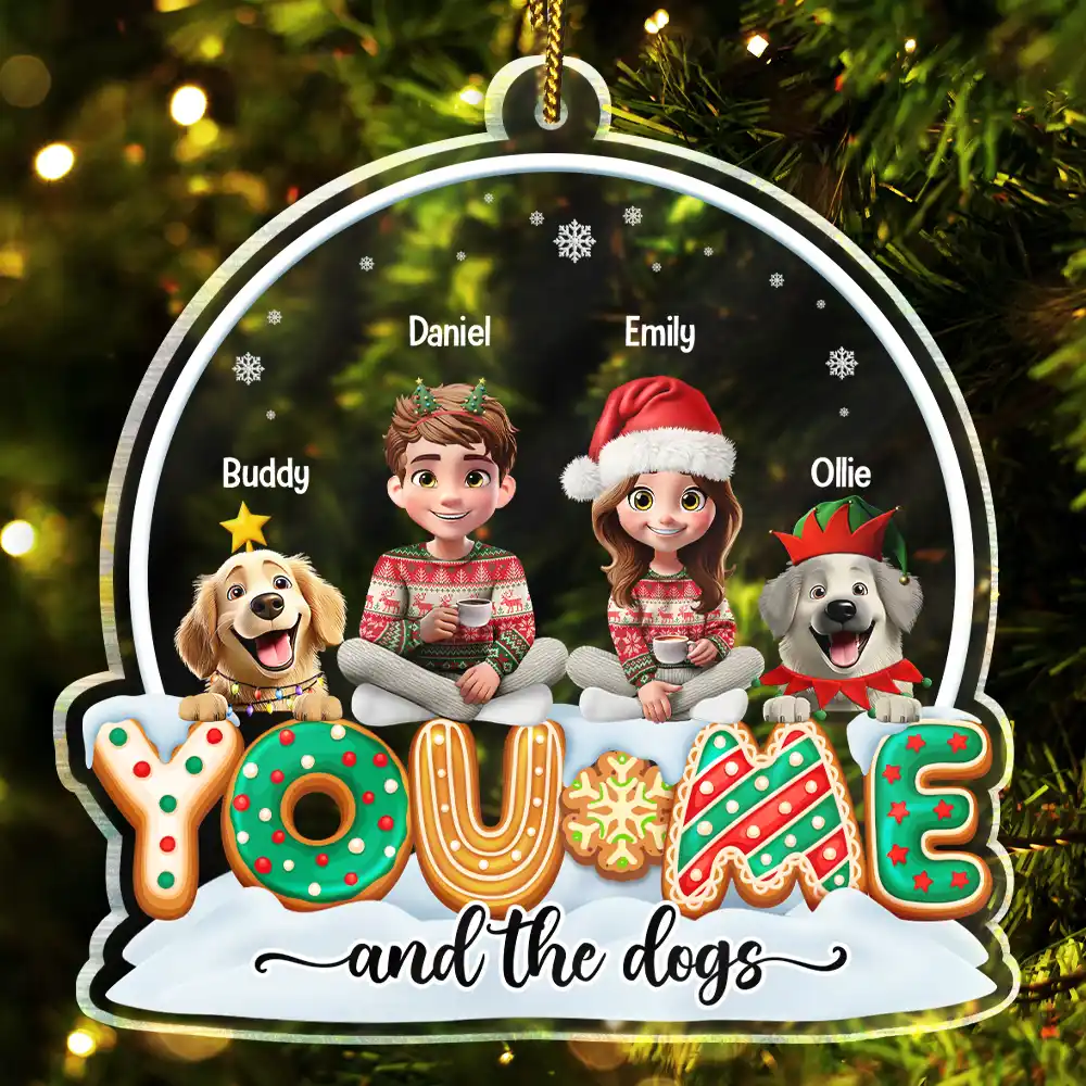 You & Me And The Dogs Cats 3D Effect Christmas - Personalized Custom Shaped Acrylic Ornament