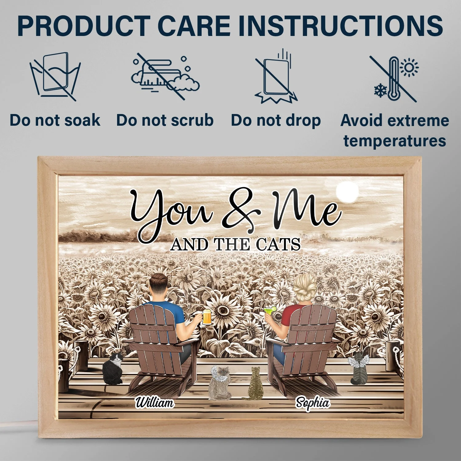 You & Me And The Dogs Cats - Anniversary Gift For Spouse, Lover, Couple, Pet Lovers - Personalized Picture Frame Light Box - Image 6