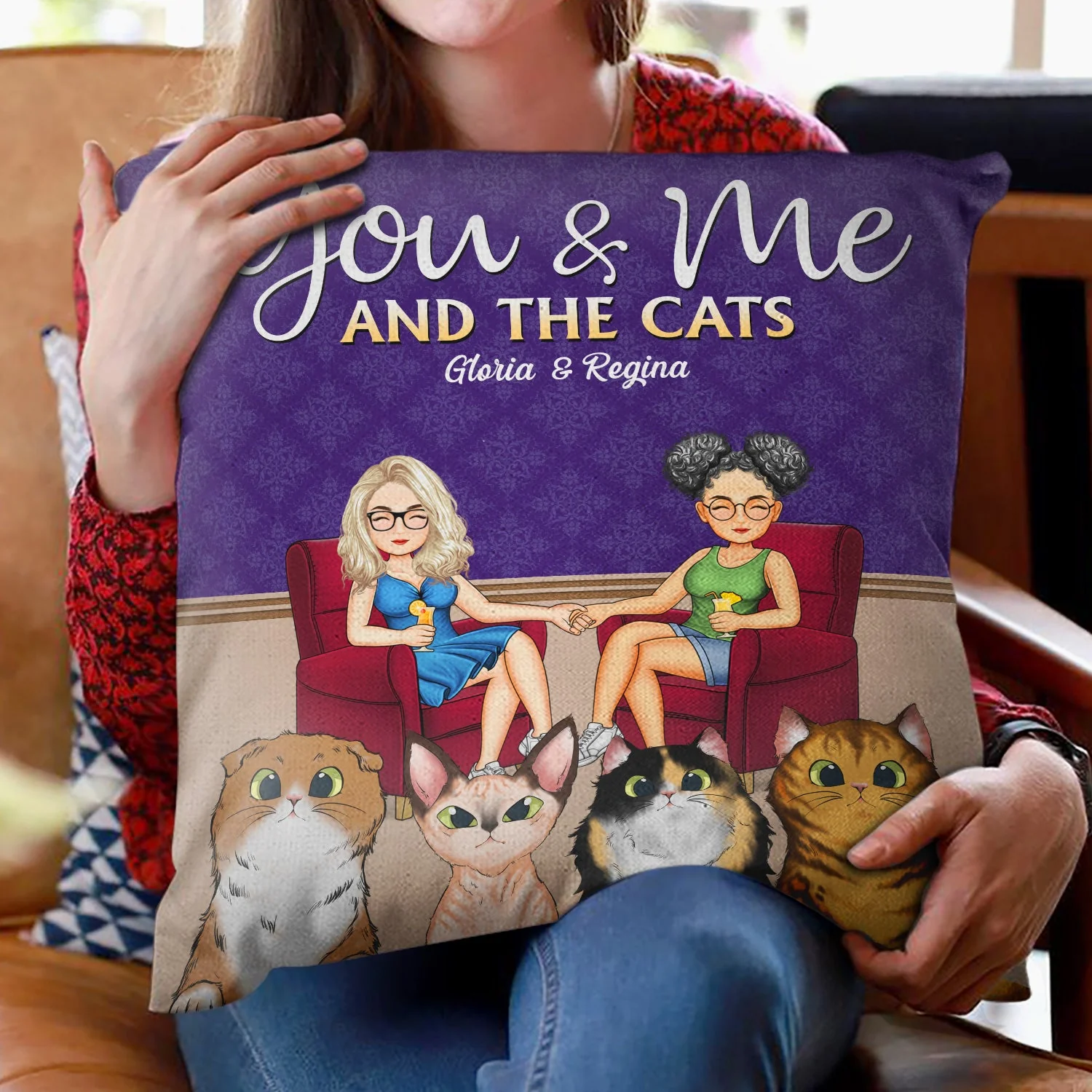 You & Me And The Dogs Cats Fur Babies - Outdoor, Home Decor Gift For Family, Couple, Pet Lovers - Personalized Custom Pillow - Image 2