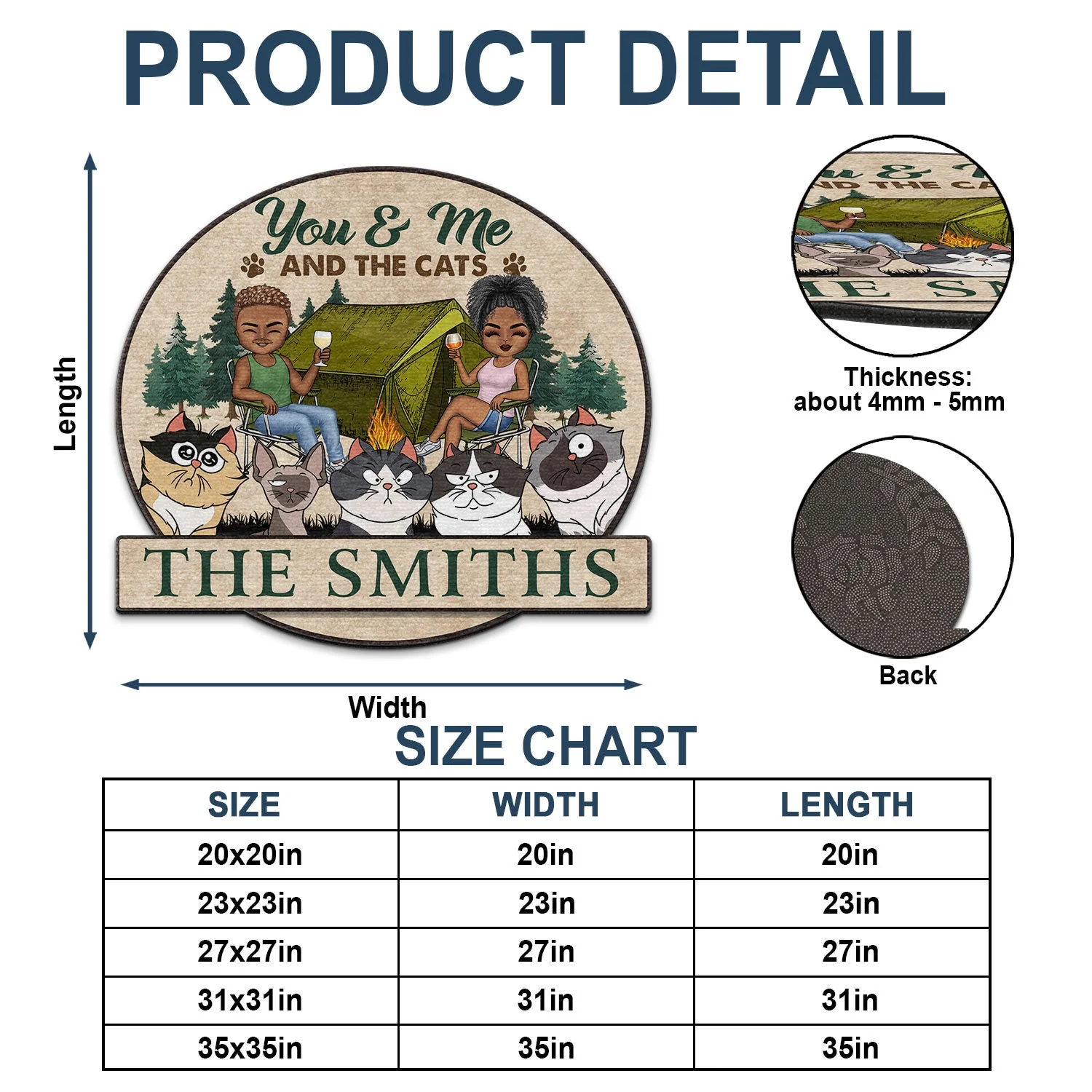 You & Me And The Dogs Cats - Gift For Camping Couples, Pet Lovers - Personalized Custom Shaped Doormat - Image 4