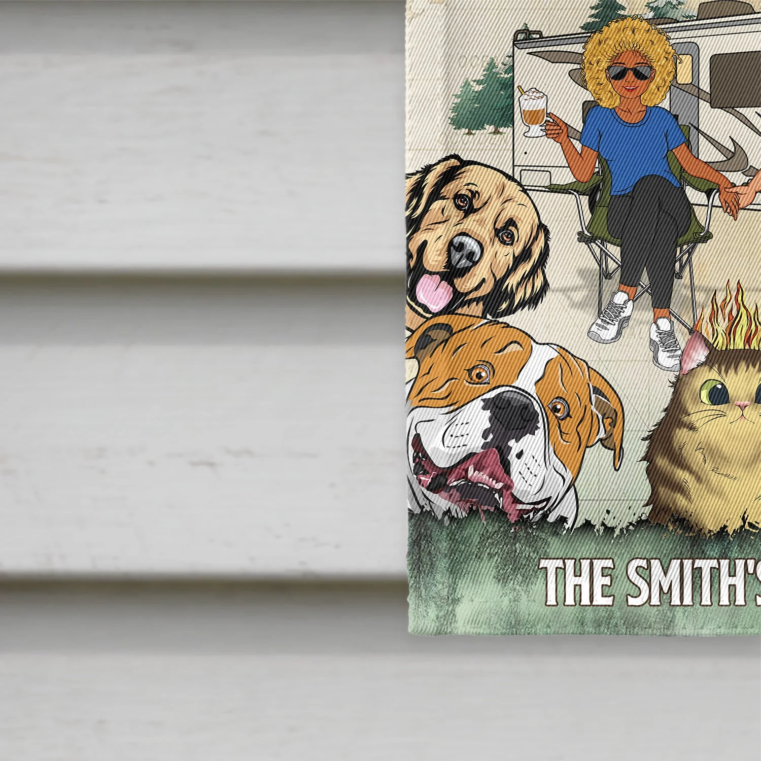 You & Me And The Dogs Cats - Gift For Pet, Camping Lovers, Campsite, Camping Decor, Couple, Family - Personalized Custom Flag - Image 4