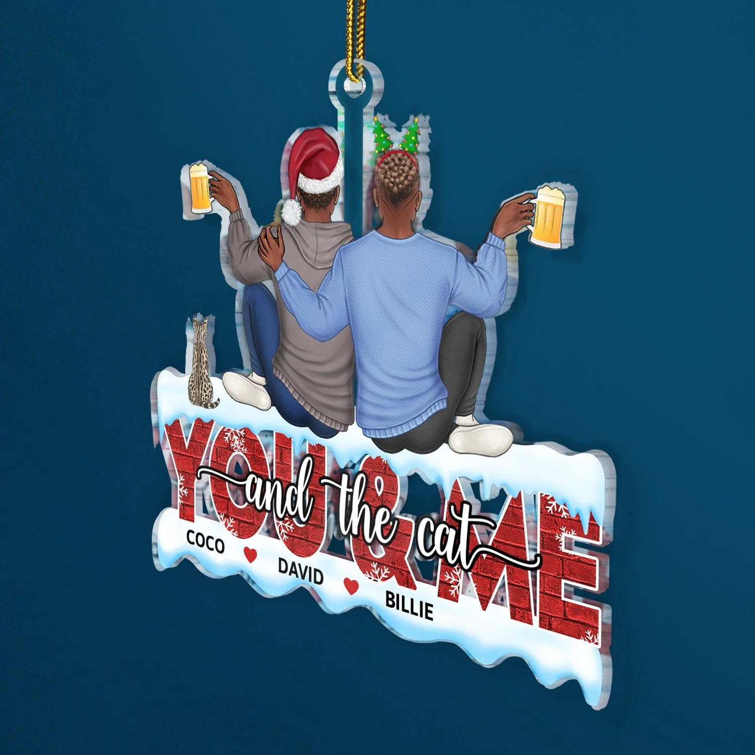 You & Me And The Dogs - Christmas Gift For Couples, Dog Lovers, Cat Lovers, Pet Lovers - Personalized Cutout Acrylic Ornament - Image 2
