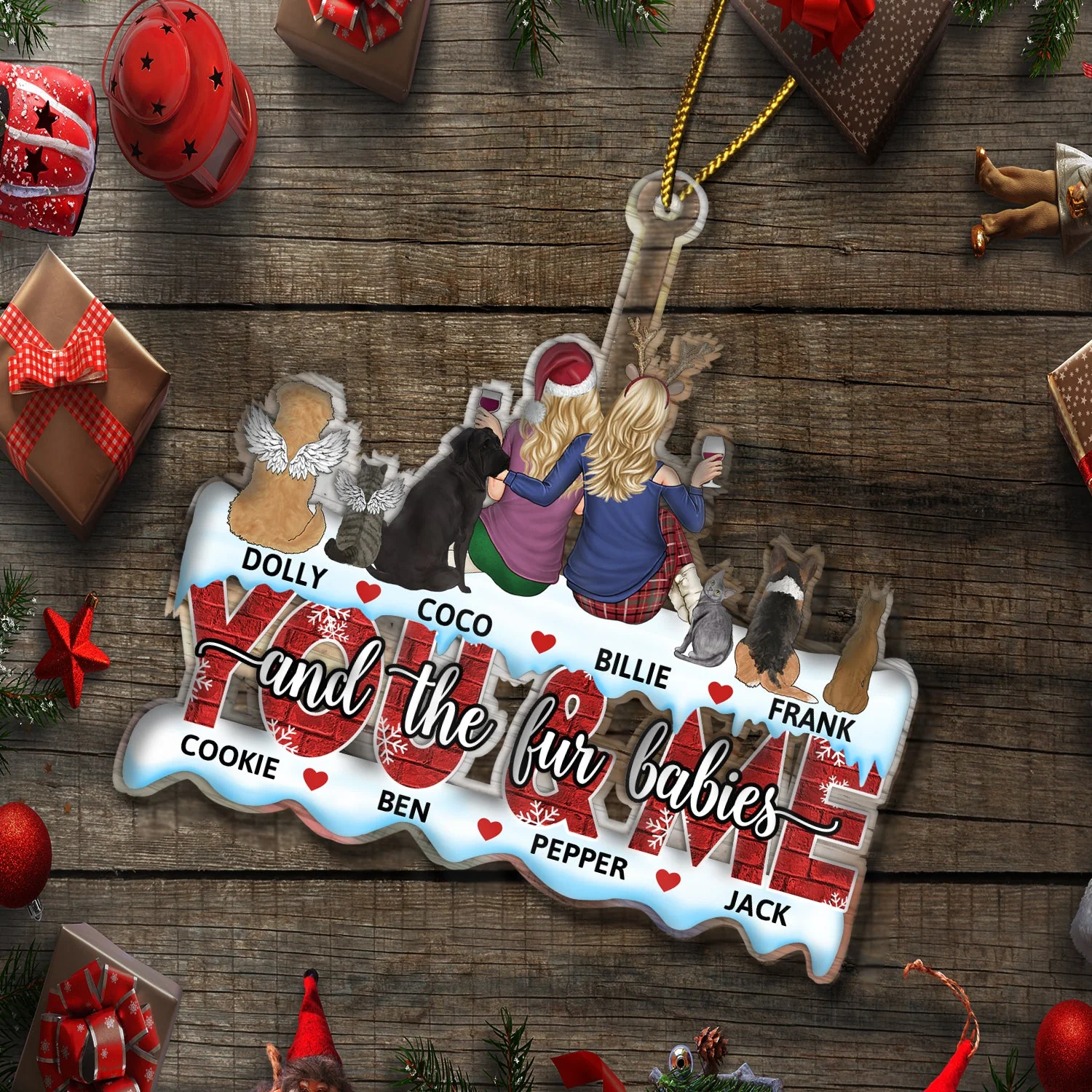You & Me And The Dogs - Christmas Gift For Couples, Dog Lovers, Cat Lovers, Pet Lovers - Personalized Cutout Acrylic Ornament - Image 6