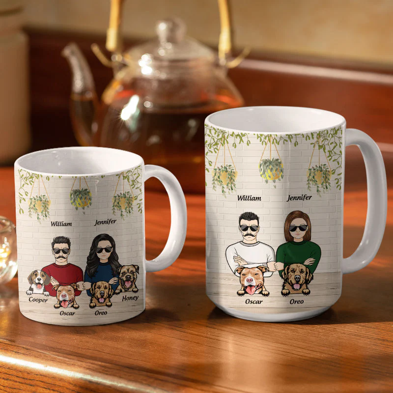 You & Me And The Dogs - Gift For Dog Lover Couple - Personalized Custom White Edge-to-Edge Mug - Image 3