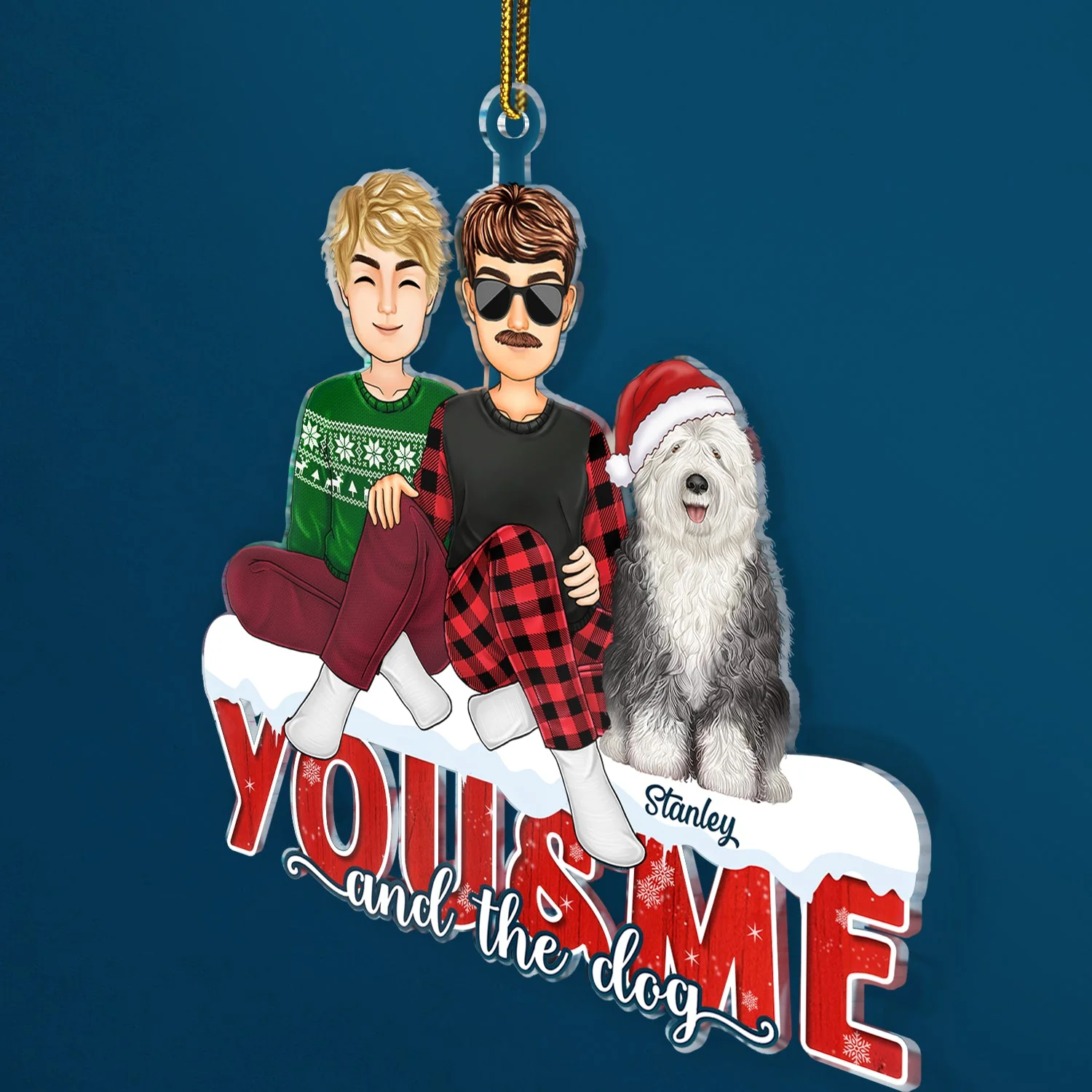 You & Me And The Dogs The Cats - Christmas Gifts For Couples, Husband, Wife, Pets Lovers - Personalized Cutout Acrylic Ornament - Image 2