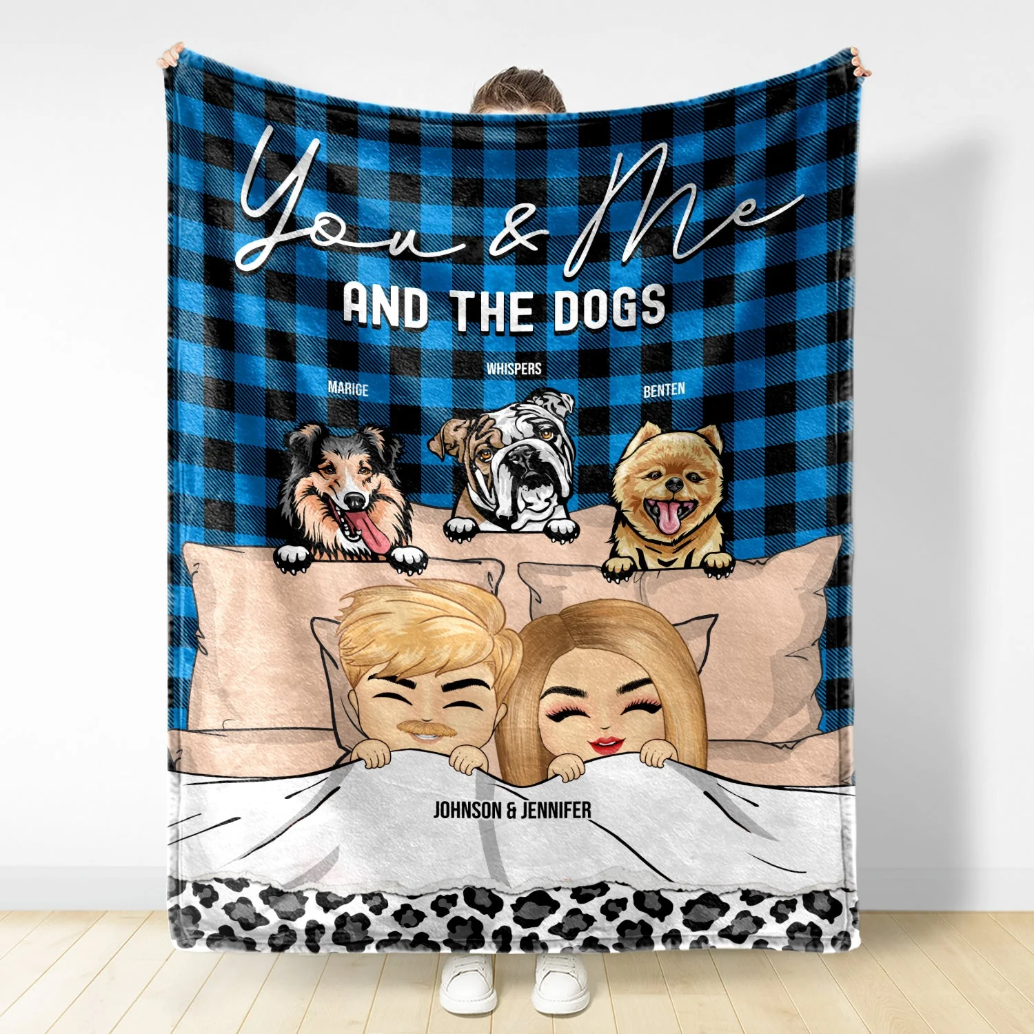 You & Me And The Dogs The Cats - Gift For Couple Dog Cat Lovers - Personalized Custom Fleece Blanket - Image 2