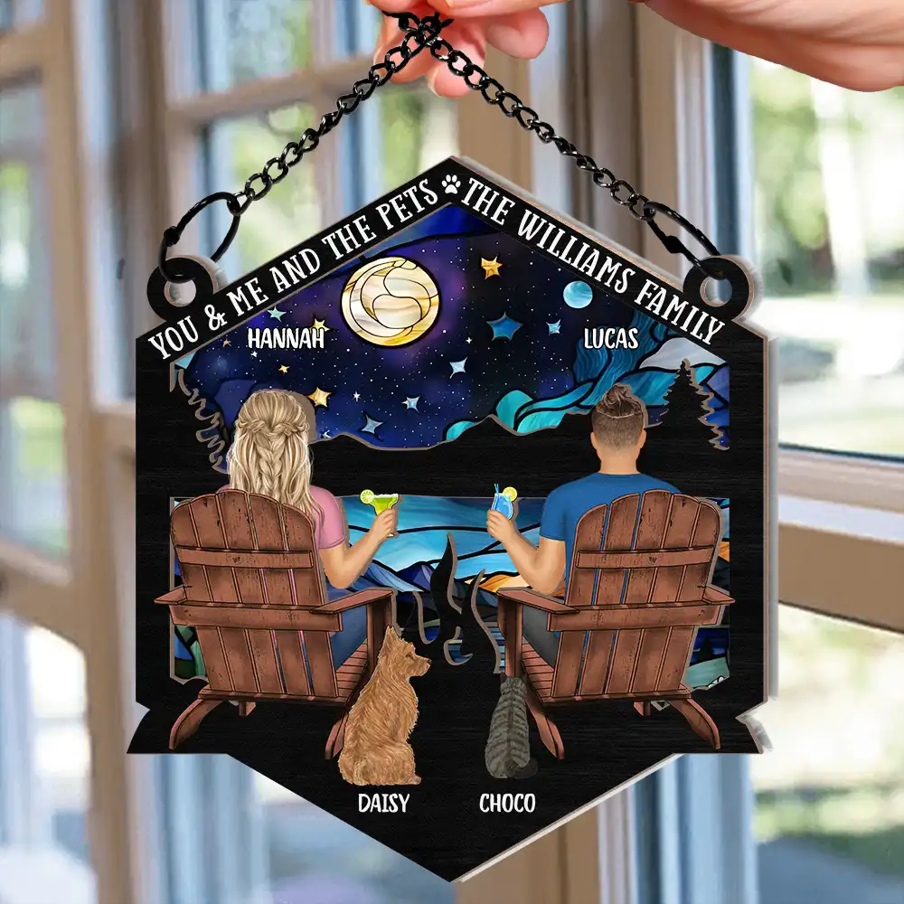 You & Me And The Dogs The Smiths - Personalized Window Hanging Suncatcher Ornament - Image 2