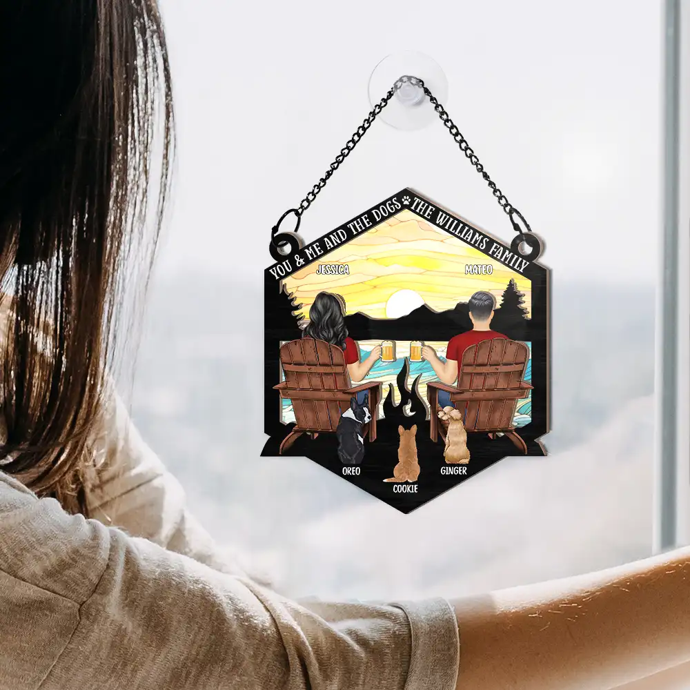 You & Me And The Dogs The Smiths - Personalized Window Hanging Suncatcher Ornament - Image 4