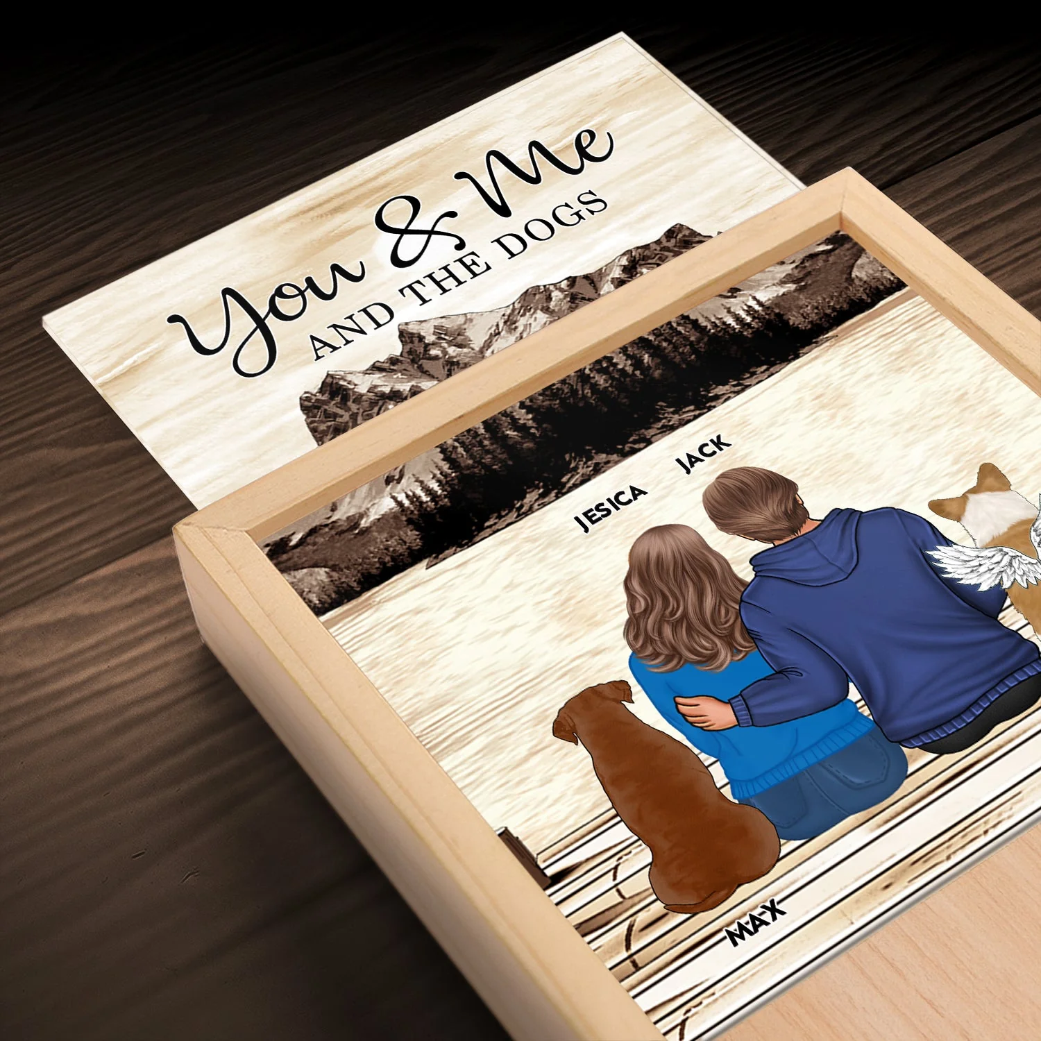 You & Me And The Fur Babies - Anniversary Gift For Spouse, Lover, Couple, Pet Lovers - Personalized Picture Frame Light Box - Image 4