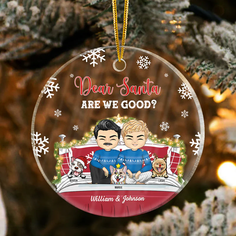 You & Me And The Fur Babies - Christmas Gift For Dog & Cat Lovers - Personalized Custom Circle Acrylic Ornament - Image 3